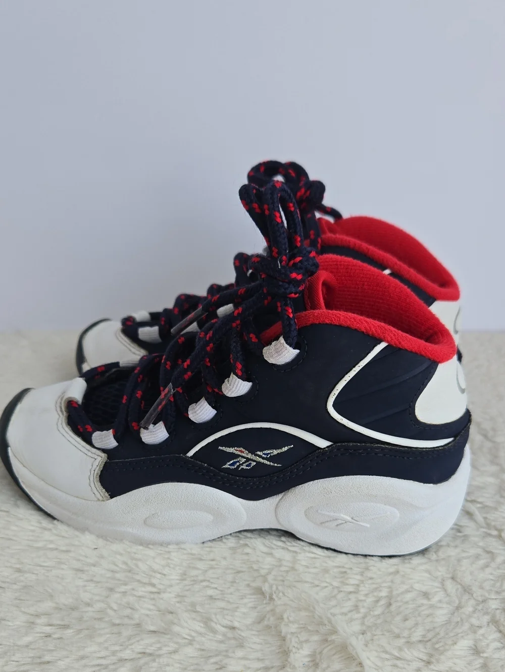 Reebok Question Mid Toddler Sneakers Size 11 Blue White Red (GX0387)